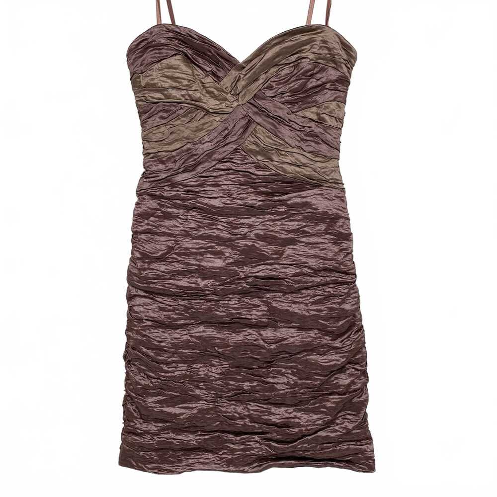 BCBGMaxAzria Purple Metallic Crinkled Strapless Mini Dress | Womens S